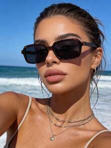 8pcs Women's Retro Leopard Print Petite Rectangle Frame Glasses - Casual Fashion, Perfect For Daily & Outdoor Use | Stylish Accessory - Multicolor - View 2