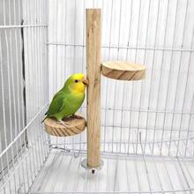 Parrot Natural Wood Round Combination Perch Stand, Pine Wood Dual Platform Perch Rack, Suitable For Tiger-Striped, Peony, Cockatiel, General Resting And Jumping Platform - Multi-functional Combination - View 8