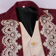Men's Steampunk Medieval Jacket Gothic Victorian Era Frock Coat Uniform - Red - View 4