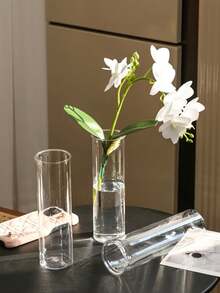 5pcs Transparent Cylindrical Vases, Suitable For Fresh Flowers, Modern Desktop Decor, Home And Wedding Decoration, Shatter-Resistant Round Vases, Perfect For Floral Arrangements And Minimalist Style | Table Centerpiece Decor | Wedding Table Setting - Transparent - View 2
