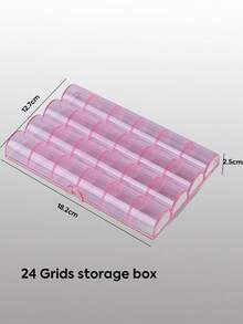 24 Grids Clear Pink Champagne Nail Art Rhinestone Beads Storage Box - Gem Container Case For Glitter Sequins Charms Flatback Crystals Small Jewelry Organizer - Multicolor - View 6