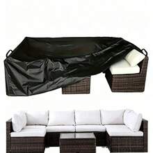 Garden Furniture Cover With 2 Handles, Patio Furniture Cover, Square Table And Chair Furniture Cover, Durable And Thickened Polyester Material, UV Resistant, Essential For Patio Owners - Black - View 1