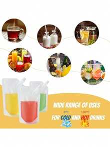Reusable Beverage Bag, Plastic Material, Leak-Proof, Suitable For Juice, Drinks, Camping And Outdoor Activities - Multicolor - View 5