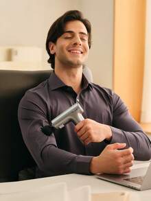 SKG F1 Pro Mini Portable Massage Gun Deep Tissue Percussion Massager, 6 Speeds 4 Heads 3200 RPM, Cordless Rechargeable Muscle Recovery For Neck Back Shoulder Legs, Home Gym Travel Gifts For Mom Dad - View 9