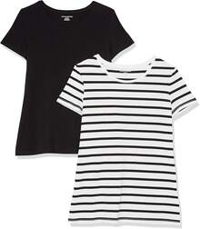 Camiseta de manga corta con cuello redondo de corte clásico  Essentials para mujer - Carbón Mezcla - Ver 16