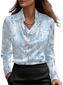 sa de satén con cuello dudete para mujer Genérico – Elegantes blusas de seda de manga larga, camisas de trabajo casuales y elegantes para oficina, invitadas de boda y atuendos escolares 2025 - Amarillo - Ver 15