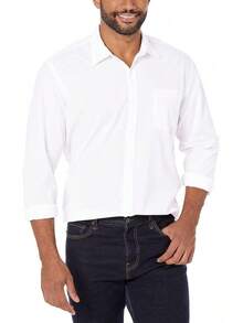 Essentials para hombre ajuste Regular manga larga camisa de cuadros - Blanco - Ver 8