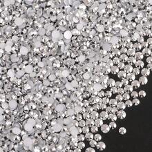 500pcs/1000pcs Resin DIY Jelly Rhinestones Flat Back Small Round Mini Rhinestones For Phone Case, Cup, Shoes, Boots, Clothing Decoration, Handmade DIY Idol Fan, Name Tag - Silver - View 5