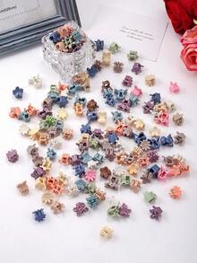 175pcs Morandi Color Block Vintage Hair Accessories Set For Girls, Includes Ribbon Flower/Artificial Butterfly/Rhinestone Satin Flower Hair Clips, Mini Claw Clips, High Elasticity Non-Damaging Hair Ties, Suitable For Daily/Party/Gift Use - Multicolor - View 9