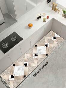 1pc Luxury Milk Tea Color Geometric Rhombus Diatom Mud Kitchen Mat, Sponge Absorbent Layer, Rubber Anti-Slip Bottom 3.5mm Trimmable, Kitchen Bathroom Entryway Living Room Multi-Scene Universal Rug - Multicolor - View 14