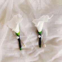 Men's Wedding Boutonniere, Artificial Horseshoe Flower Wedding Groom & Groomsman Boutonniere, Suitable For Wedding Ceremony, Anniversary, Formal Dinner Party - White a - View 10