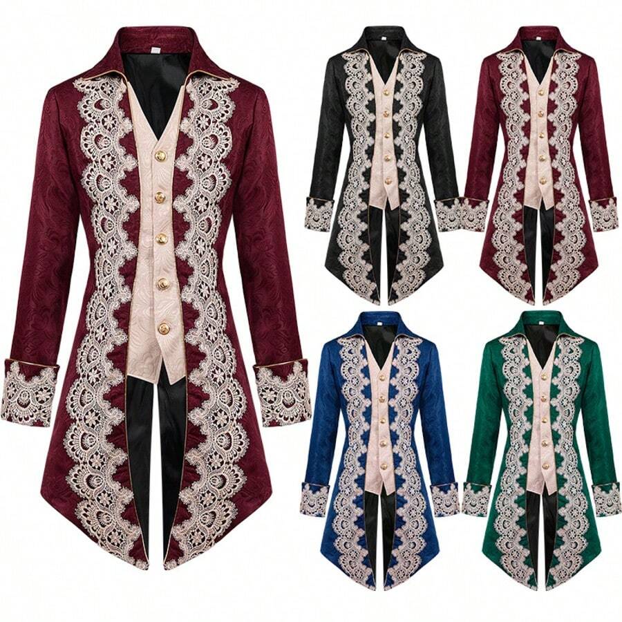 Men's Steampunk Medieval Jacket Gothic Victorian Era Frock Coat Uniform
