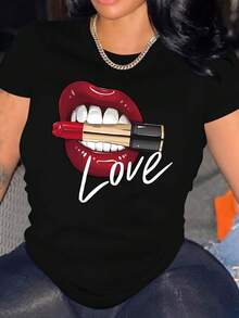 Plus Size T-Shirts - 黑色 - 查看 1