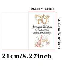 1PC-70th Birthday Greeting Card With Envelope - Champagne Theme Greeting Card Specially Designed For Women, Perfect For Friends, Sisters Or Mothers, Great Gift For Party Celebration - A - View 2