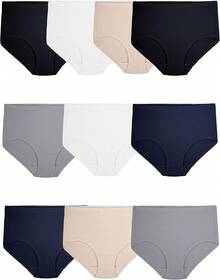 Fruit of the Loom Eversoft - Ropa Interior de algodón sin Etiquetas y Transpirable, Disponible en Tallas Grandes Ropa Interior para Mujer - illos - Algodón - Paquete de 10 - Neutros surtidos - Ver 15