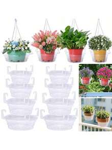 3pcs Plastic Hanging Basket Drip Tray With Hooks, Transparent Round Anti-Leak Plant Water Catching Tray, Multi-Size Hanging Flower Pot Watering Tray, Suitable For Balcony Indoor/Outdoor Garden Planting, Practical Gardening Supplies, Plant Lover Gift, 1pc - Multiple Styles - View 8