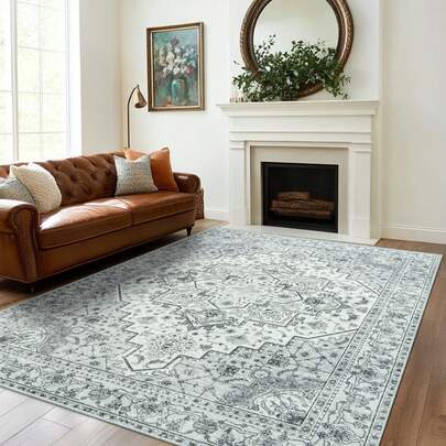 Alfombras lavables a máquina para dormitorio, sala de estar, alfombra grande con estampado floral vintage, resistente a las manchas, antideslizante, de pelo bajo, de lana sintética suave para comedor, mesita de noche, cocina, entrada, guardería, oficina, verde