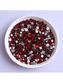 Dark Red 1440PCS Mixed SS3-SS20 Gold Base Flatback Rhinestones DIY Nail Art Accessories - Dark Red - View 2