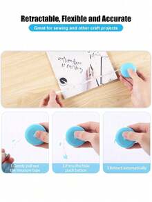 1pc/2pcs Retractable 60 Inch Soft Mini Tape Measure, Suitable For Waist Measurement, Small Object Measurement, Handicrafts, Outdoor Portable, Office And School - A - View 4