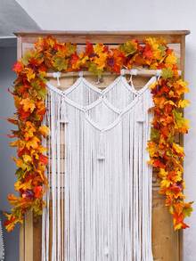 1 pieza Guirnalda artificial de hojas de arce de otoño, planta colgante de otoño de 5.9 pies, decoración de Acción de Gracias, adecuada para boda interior/exterior, fiesta, hogar, chimenea, Halloween, decoración navideña - Naranja otoñal - Ver 4