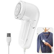插電式布料剃毛器、衣服毛球修剪器、可更換不銹鋼刀片,特適用於沙發和衣物上,白色,1入組 - 白色 - 查看 2