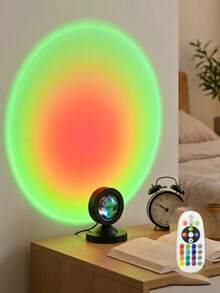 1pc USB Powered RGB Floor Lamp, Telescopic 16-Color Sunset Atmosphere Projector Light, LED Sunset Atmosphere Light, Sunset Effect Projector, Room Decoration Night Light, Multi-Color Projector, Room Ambient Decorative Lighting, With Remote Control, Multiple Color Changes, Rotatable, Suitable For Decoration, Photography Party, Bedroom Home Decor, Room Decoration, Party Wall Decoration Light - Large Remote Control - Sunset Projector - View 8