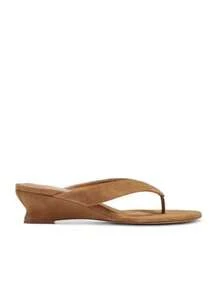 Summer New Wedge Heel Thong Sandals, 8cm High Heel Commuter Versatile Women's Outdoor Wear - Khaki - View 5