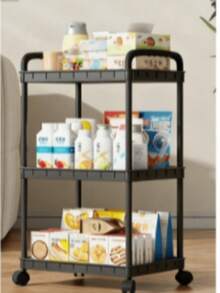 Carrito de almacenamiento de 3/4/5 niveles para espacios estrechos con ruedas, estantería móvil para espacios estrechos, estantería de almacenamiento de múltiples capas, adecuado para cocina, baño, sala de estar - Multicolor - Ver 8