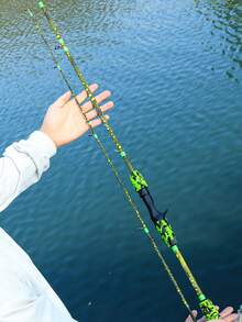 SOUGAYILANG Carbon Fiber Casting Fishing Rod, 1.68M/1.8M Baitcasting Rod With EVA Camo Grip, Perfect Green Honeycomb Camo Spinning Rod, Portable Freshwater Saltwater Fishing Rod - Green - View 10