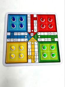 LUDO 經典骰子遊戲，適合 2-4 人旅行使用，互動式桌上遊戲，完美適合家庭聖誕節、萬聖節遊戲之夜 - 彩色 - 查看 4