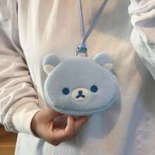 San-X Rilakkuma Blue Relaxed Bear Smiling Face Cute Neck Bag Funny Expression Earphone Card Holder Coin Purse CCD Bag - Multicolor - View 10