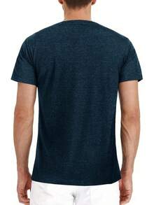 YOUTHGO Camiseta Henley Casual para Hombre Playera de Solapa Frontal de Manga Corta con Botones - Azul claro - Ver 2