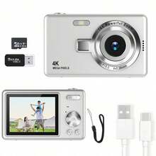 Cámara de video digital de bolsillo con zoom 16X, detección facial, enfoque automático, 4K, pantalla de 2.4" y recargable de 50MP - Ver 3