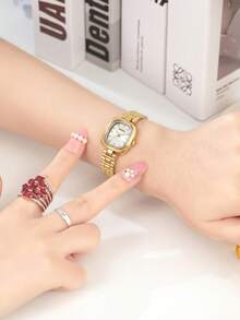 1pc Women's Vintage Luxury Casual Artistic Personalized Watch Suitable For Daily Wear - Gold - View 5