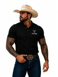 MHP Men's Texas Premium Country Pawn Polo Shirt - Black - View 1