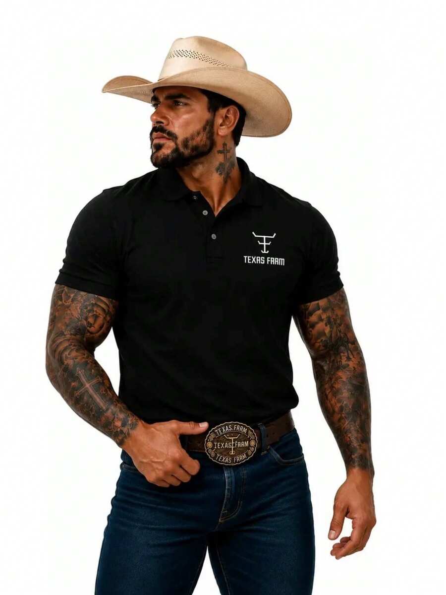 MHP Men's Texas Premium Country Pawn Polo Shirt - Black - View 1