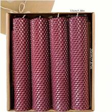 Velas de Panal de Cera de Abeja (Juego de 4 Piezas) | Velas de Pilar de 6 Pulgadas Vertidas a Mano para Centro de Mesa | Diseño de Panal Hecho a Mano | Velas sin Humo para Decoración del Hogar y Regalos de Vacaciones | Velas de Centro de Mesa de Boda de Cera de Abeja, Velas de Larga Duración, Juego de Regalo para Apicultores - Carmesí - Juego de 4 piezas - Ver 5