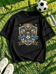 Herren-T-Shirt mit Löwenmotiv, aus hochwertigem Stoff, im Hip-Hop-Streetstyle, bequem, strapazierfähig und mit einzigartigem Grafikdruck. - Schwarz - Übersicht 1