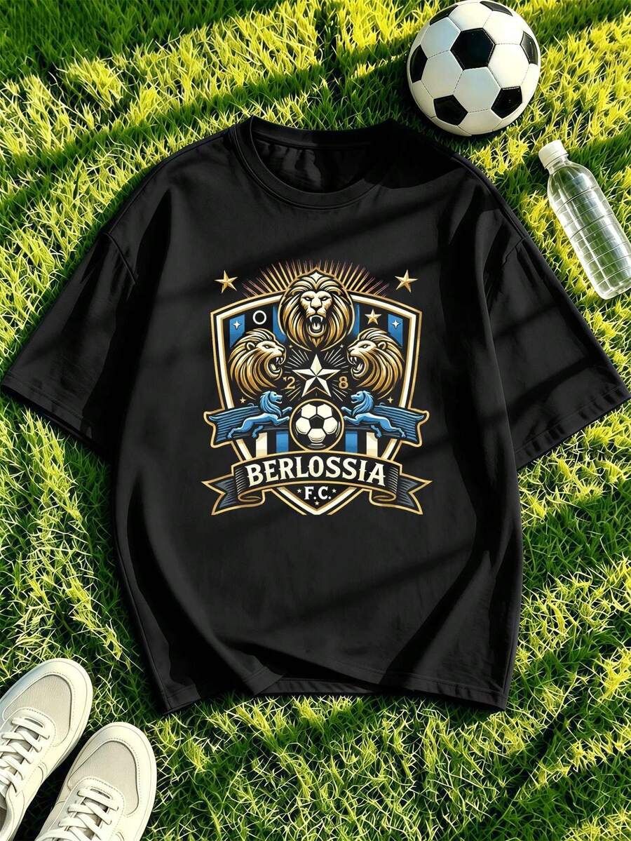 Herren-T-Shirt mit Löwenmotiv, aus hochwertigem Stoff, im Hip-Hop-Streetstyle, bequem, strapazierfähig und mit einzigartigem Grafikdruck. - Schwarz - Übersicht 1