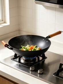 1 Piece Iron Wok, Fast Heat Conduction, Delivers Delicious Stir-Fries, Compatible With Gas Stoves, No Spillage While Tossing Food, Wear-Resistant And Long-Lasting - View 5