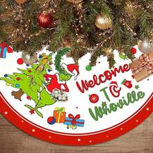 The Grinch Green Monster "Merry Christmas" Tree Skirt - Soft And Fun Country Style Holiday Decor, Suitable For Christmas Parties - Multicolor - View 7