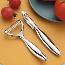 2pcs Stainless Steel Peeler Set, Home Fruit And Vegetable Peeler, Sharp Potato Apple Cucumber Peeler, Non-Slip Handle Melon Peeler - Black - View 9