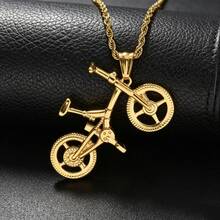 Stainless Steel Personalized Hip-Hop Style 18K Gold-Plated Bicycle Necklace Pendant Suitable For Men Women Daily Wear Street Couple Jewelry - Gold - View 4