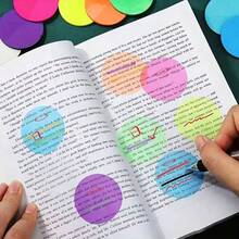 120pcs Transparent Sticky Notes Colorful (Random Color), Cute Round Transparent Memo Pads, Semi-Transparent Bookmark Page Clips Stickers, Planner Accessories Aesthetic Office & Study Supplies - Multicolor - View 1