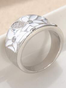 1pc Fashion Bohemian Style Silver Exquisite Gemstone Inlaid Ring, Suitable For Women's Commemorative Gift Jewelry - White - View 6