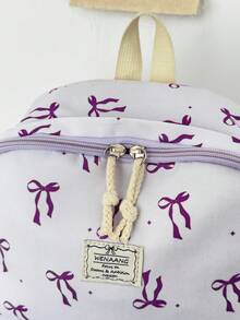 3pcs Fashionable College Style Bow Print Backpack Set, Including Backpack, Lunch Bag And Pencil Case, With Laptop Compartment, Adjustable Shoulder Straps And Multiple Pockets, Large Capacity Student Backpack Set, Multi-Functional Daypack Set, Suitable For Girls/College Students/Graduate Students Daily Use/Vacation/Travel/Back To School - Multicolor - View 12
