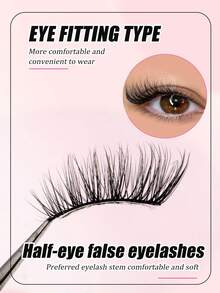 10 Pairs Half-Eye Dense Curly Soft Black Stem Natural Fluffy Faux Mink Eyelashes, Eye-Tail Lengthening, Lightweight Comfortable One-Piece False Eyelashes For Beginners - View 5