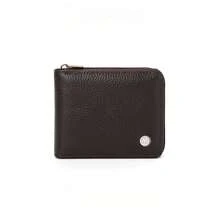 1pc Brown PU Leather Men's Zipper Around Wallet, Compact Bifold Card Holder With Metal Logo, For Daily Use - Multicolor - View 5