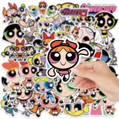 Warner Bros 40pcs The Powerpuff Girls Stickers,Cute Fun Kids Stickers,Waterproof Material, Suitable For Anime And Movie Peripherals,Smartphones,Interior Decoration,Water Bottles,Notebooks, Skateboards, Phone Cases And Back To School Decoration, Party Decoration