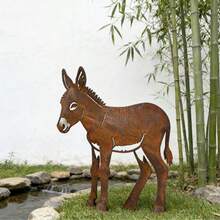 Rusty Metal Garden Donkey Stake, Rustic Donkey Sculpture Ornament, Farmhouse Outdoor Decor, Gift For Gardening Enthusiasts - Donkey Stake - View 2